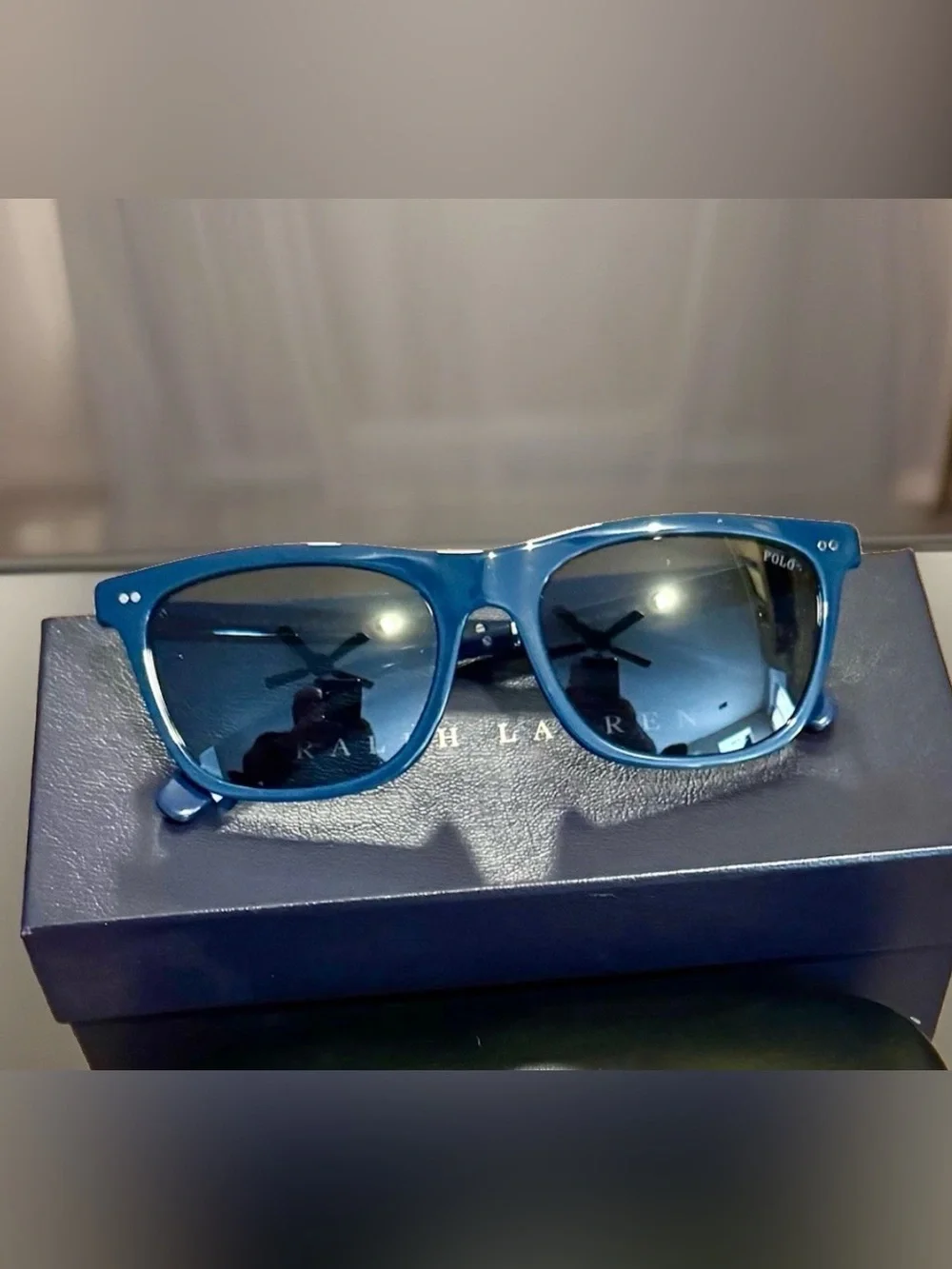 Polo Ralph Lauren PH4205U Shiny Navy Blue Square Sunglasses 56mm NWT